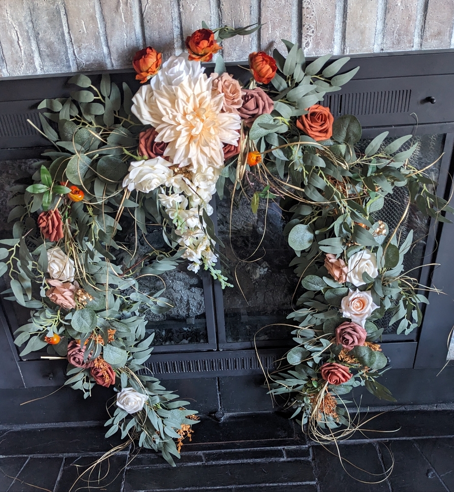 6'6" artificial terracotta Ling's Moment Eucalyptus and Rose garland